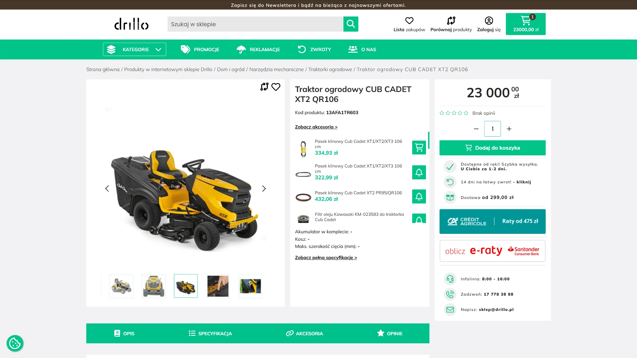 Strona główna sklepu Drillo.pl – indywidualny szablon Comarch e-Sklep zaprojektowany przez Tenticom