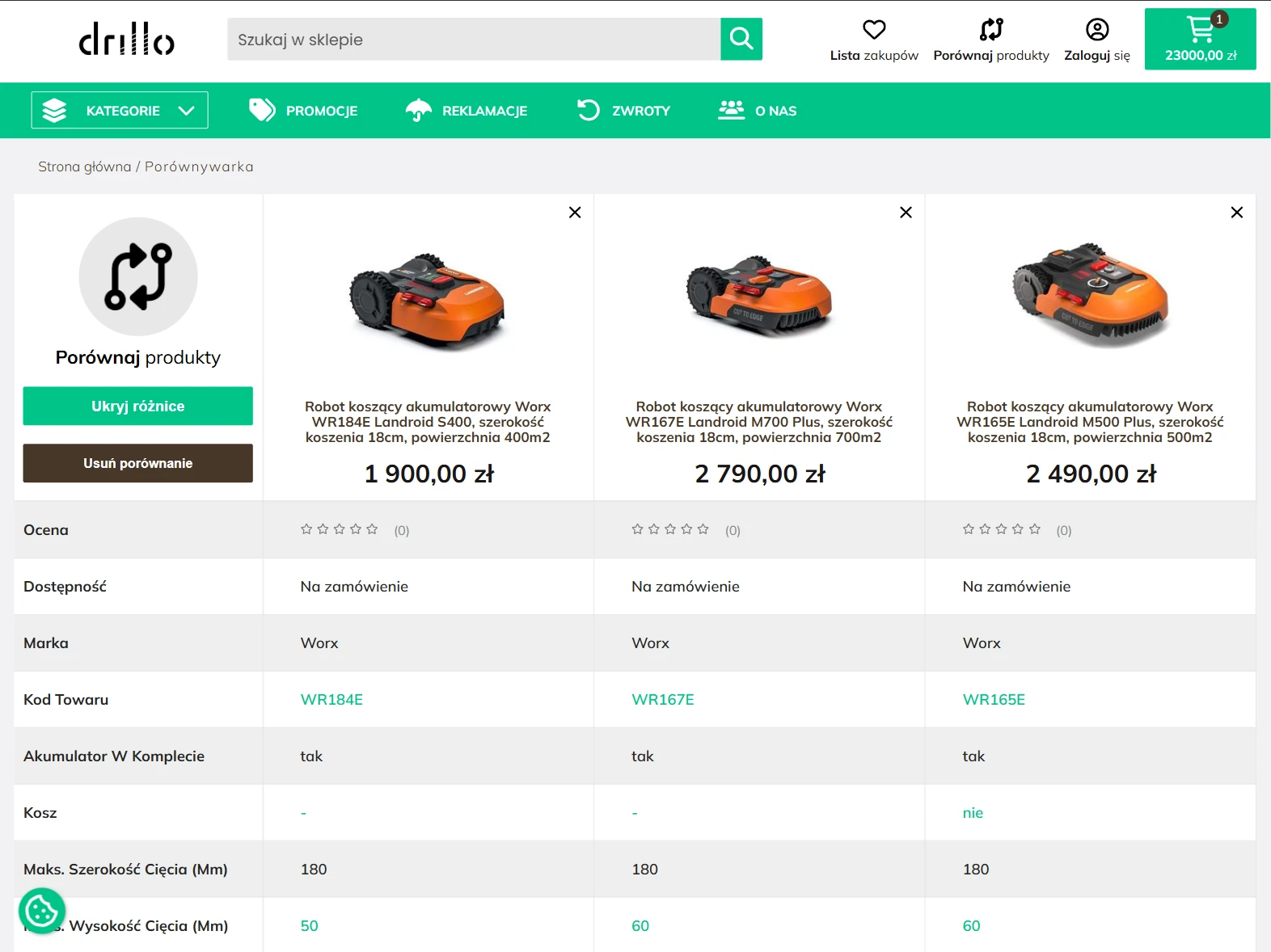 Indywidualny szablon Comarch e-Sklep — tablet